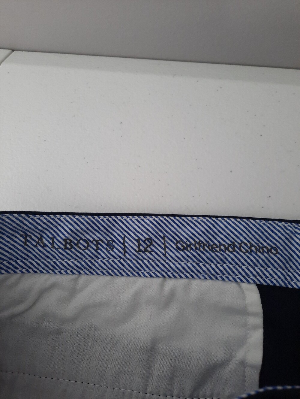 Talbots Solid Navy Blue Stretch Cotton Mid Rise Girlfriend Chino Pants size 12 - Picture 6 of 14